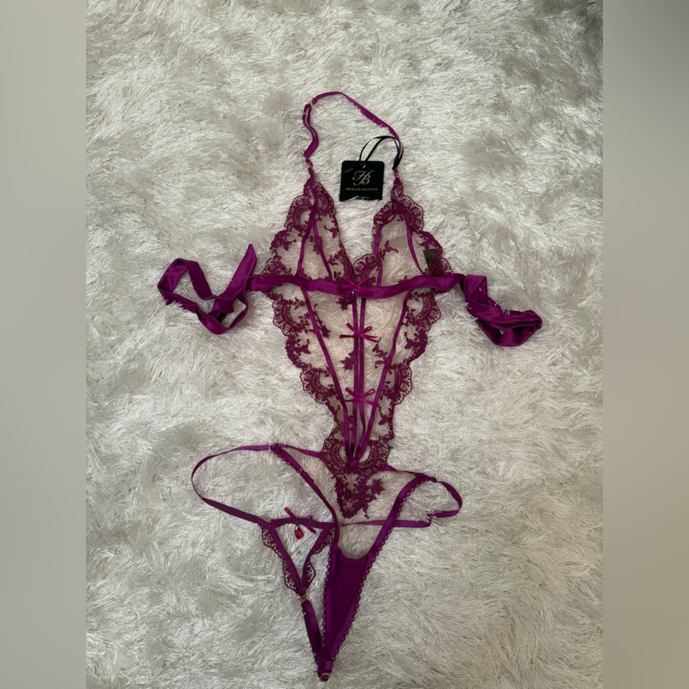 Honey Birdette Purple Chemise with Intricate Straps